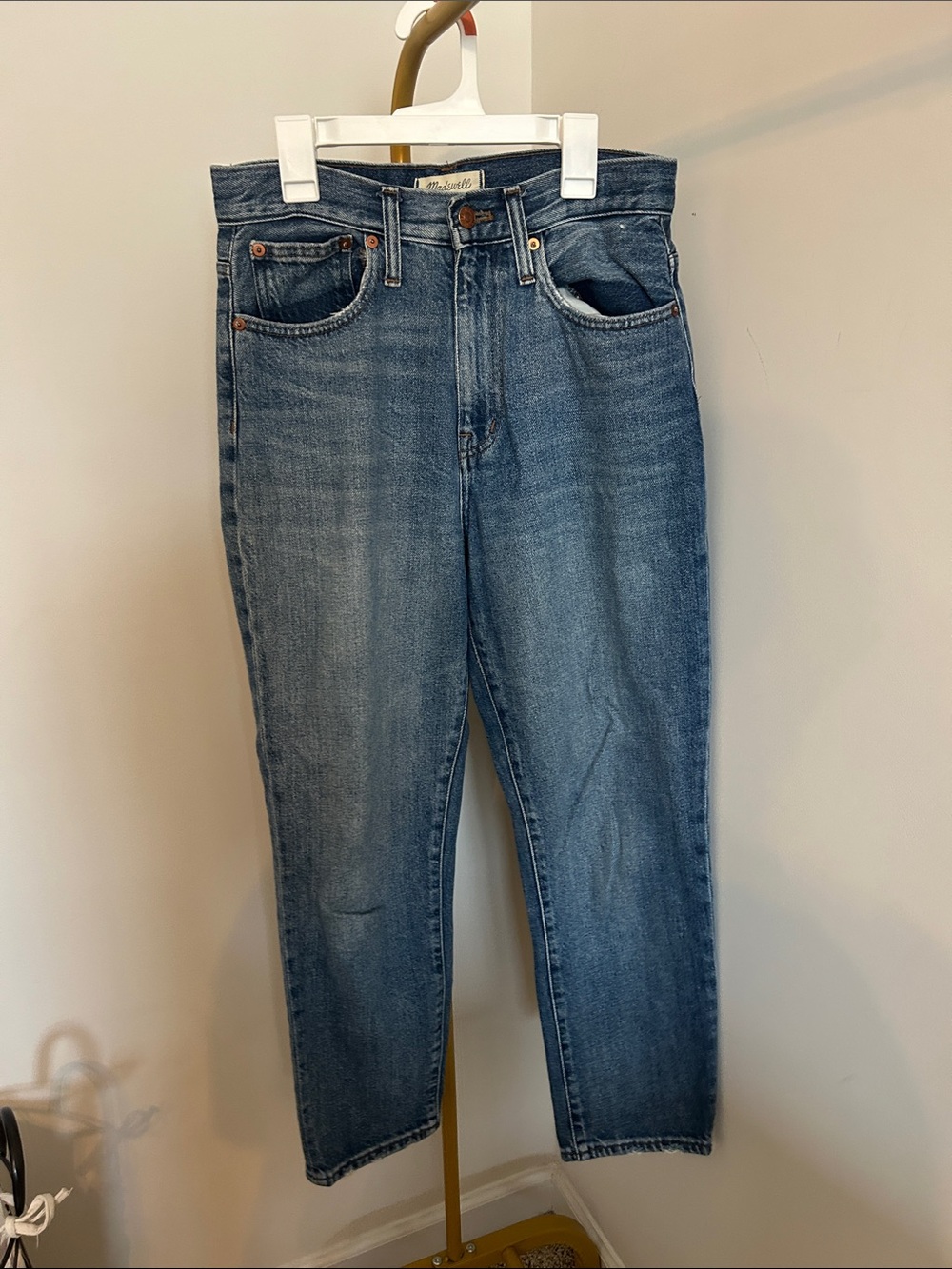 Madewell High-Rise Straight Leg MOM Jeans in Medium Blue